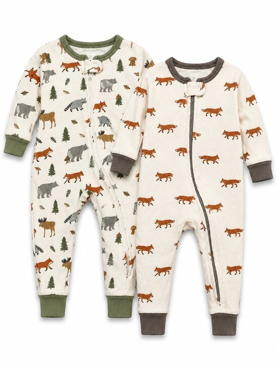 Other - Woodland Baby Zip Sleeper Bundle 2-Pack Fox & Forest Footie Pajamas